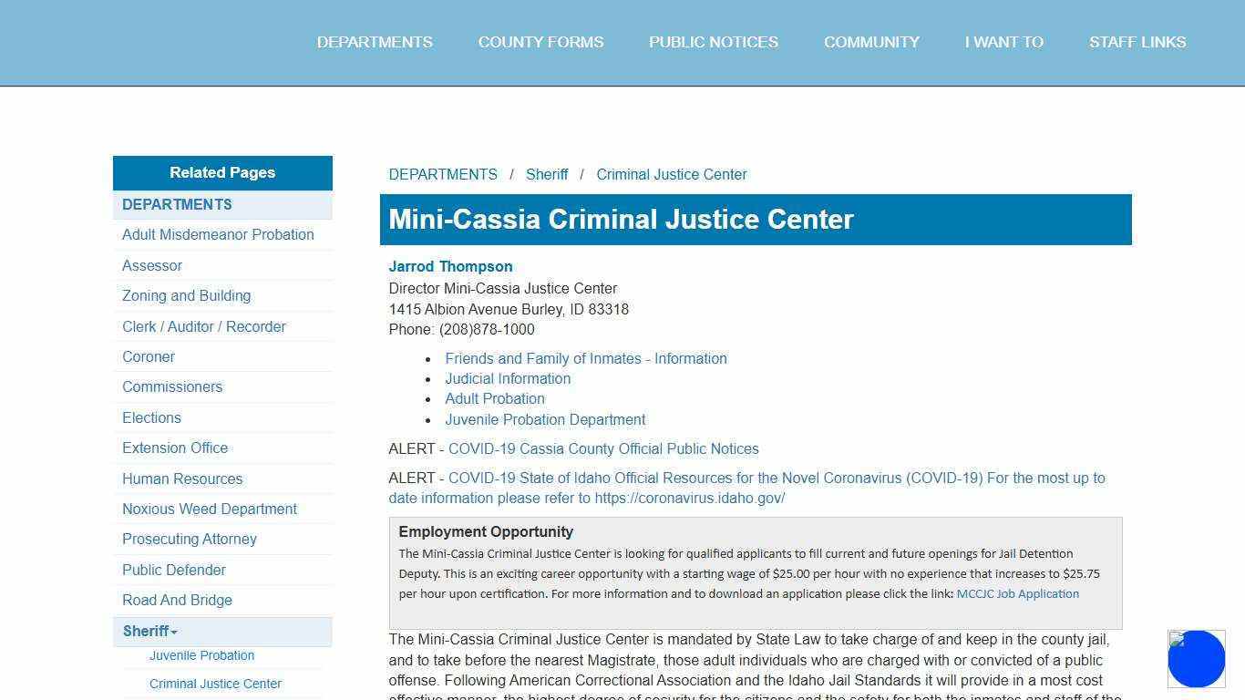 Cassia County, Idaho - Mini-Cassia Criminal Justice Center